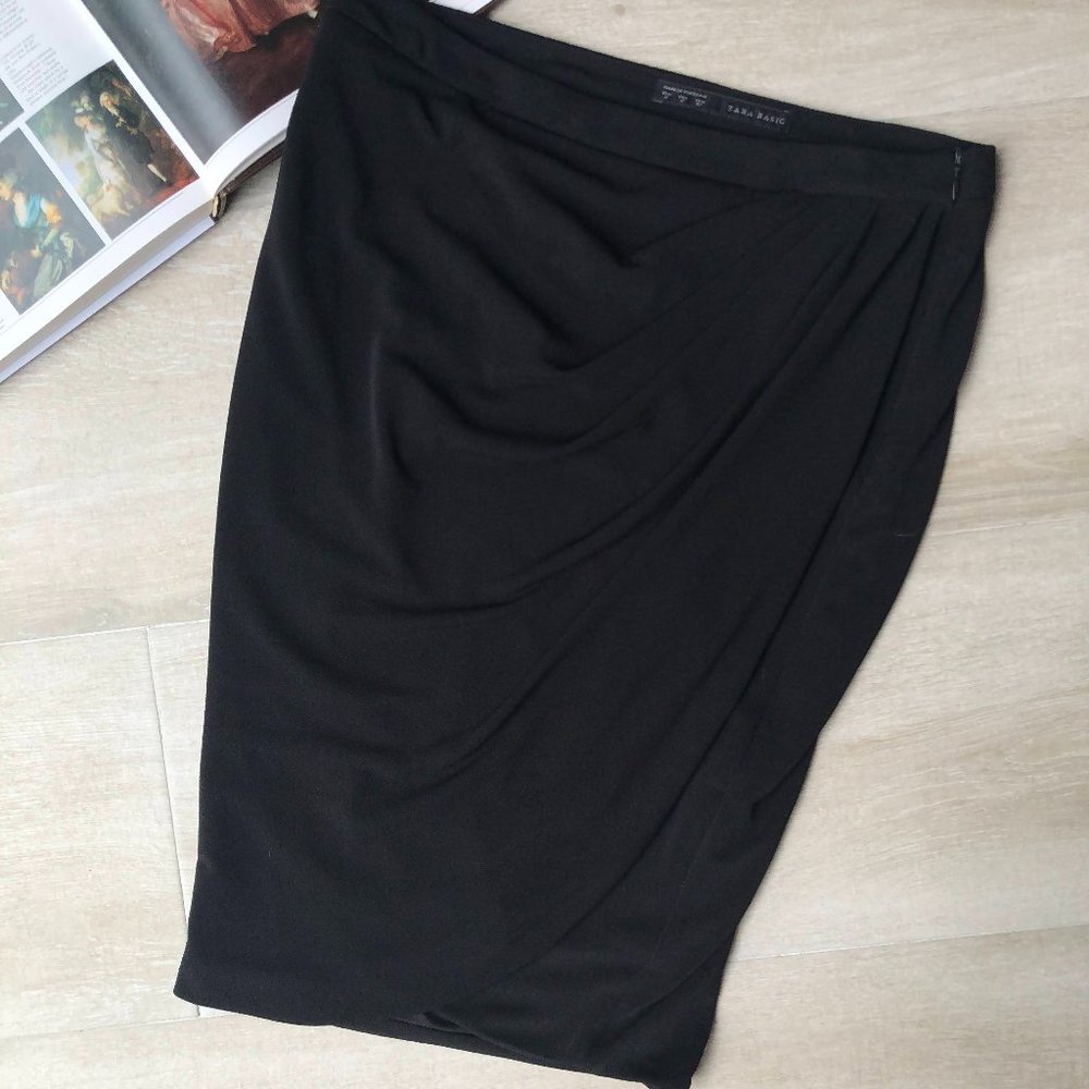 Zara Basics Black Draped Skirt